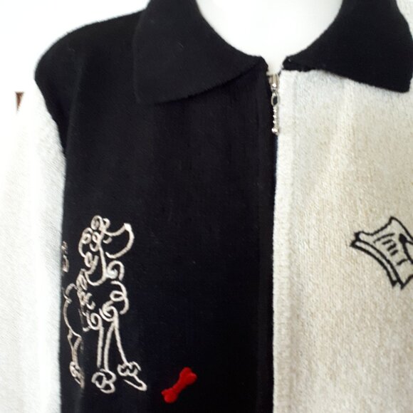 Sweater Coat for the Dog Lover - Sz. L - TanJay - Black /Cream - Picture 4 of 12